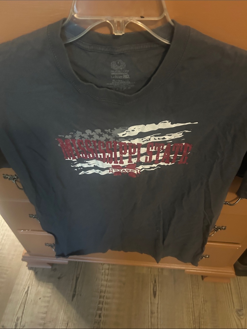 Fruit of the Loom Mississippi State Graphic Tee - Black with Red & White Logo